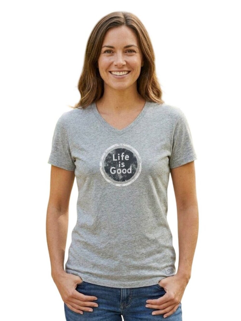 Life Is Good Crusher Tee Gray Logo Size XL